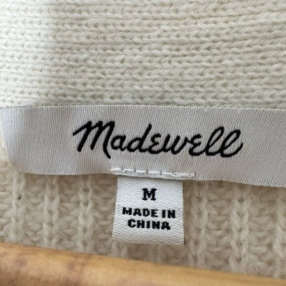 Madewell Ribbed Lyle Henley Pullover Knit Sweater Size M Cream ma741 - Picture 3 of 7